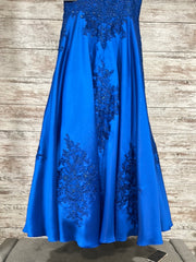 ROYAL BLUE/FLORAL A LINE GOWN