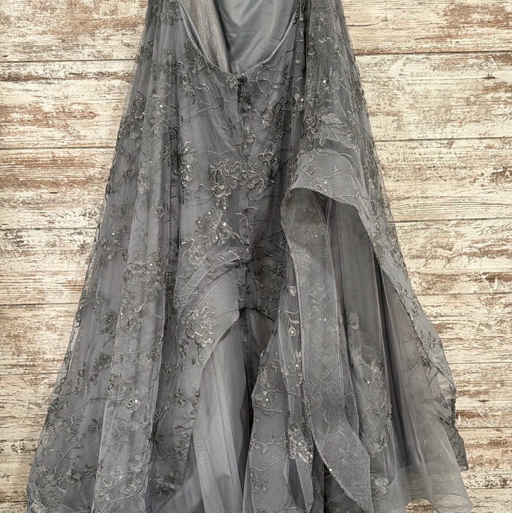 GRAY/FLORAL A LINE GOWN (NEW)