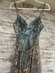 GRAY/GOLD SPARKLY A LINE GOWN