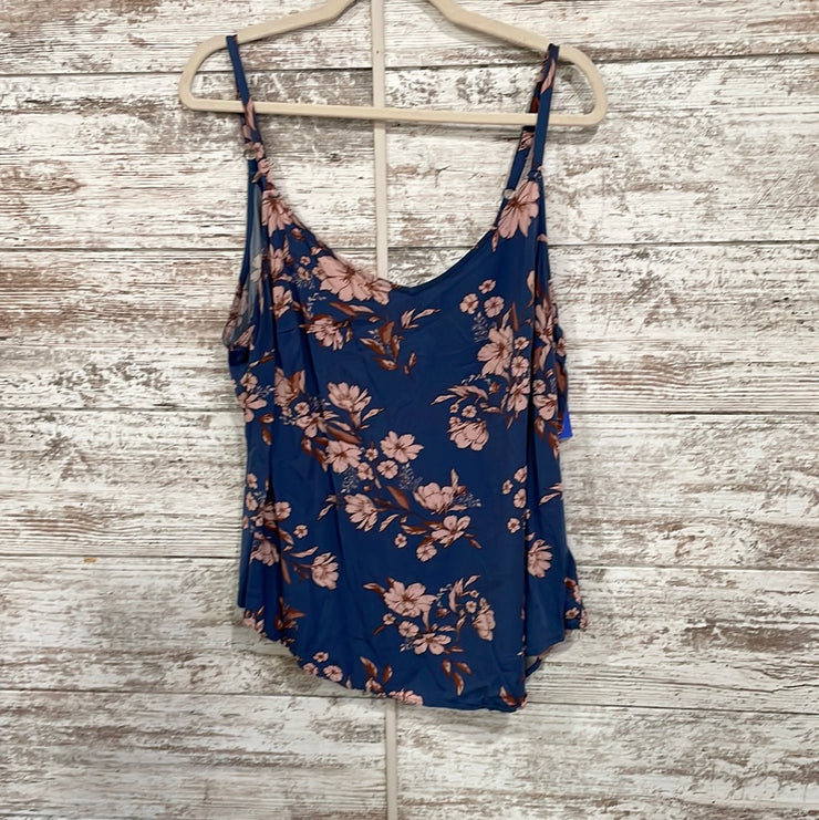 BLUE/FLORAL SLEEVELESS TOP