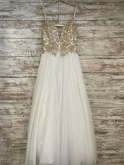 WHITE/GOLD A LINE GOWN