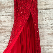 RED FULL SEQUIN LONG DRESS