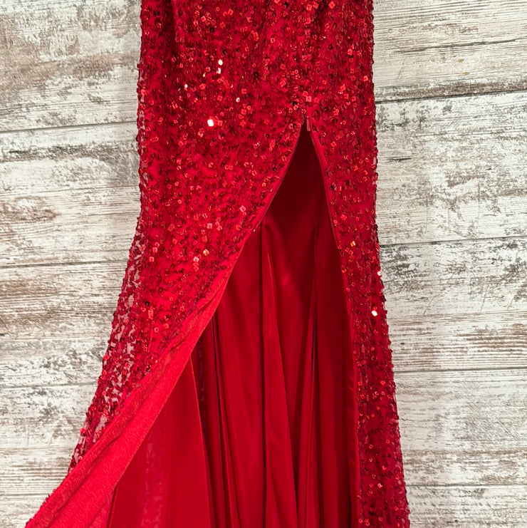 RED FULL SEQUIN LONG DRESS