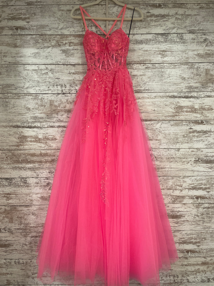 PINK/FLORAL A LINE GOWN (NEW)