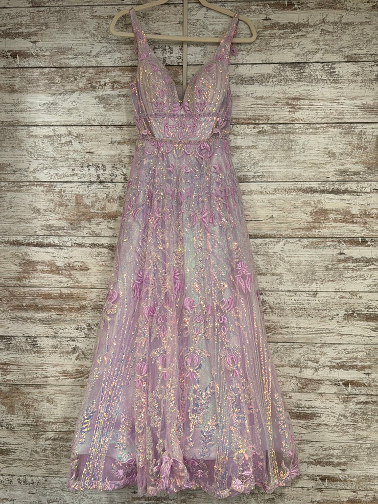 LAVENDER SPARKLY A LINE GOWN