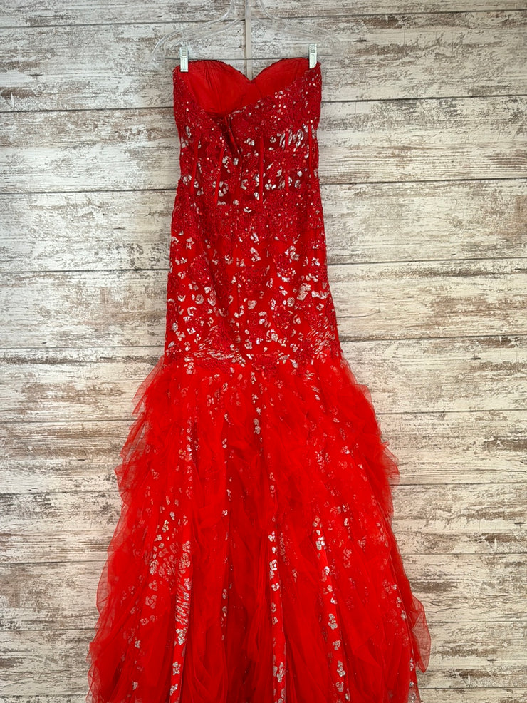 RED/SILVER RUFFLED MERMAID