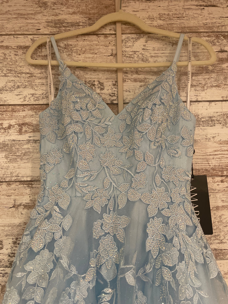 BLUE/FLORAL A LINE GOWN (NEW)