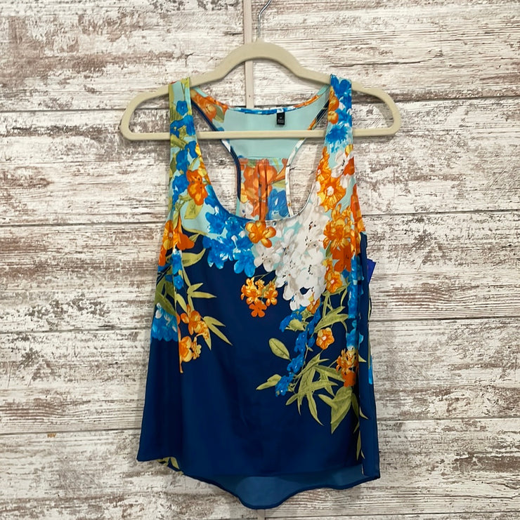 NAVY/FLORAL SLEEVELESS TOP