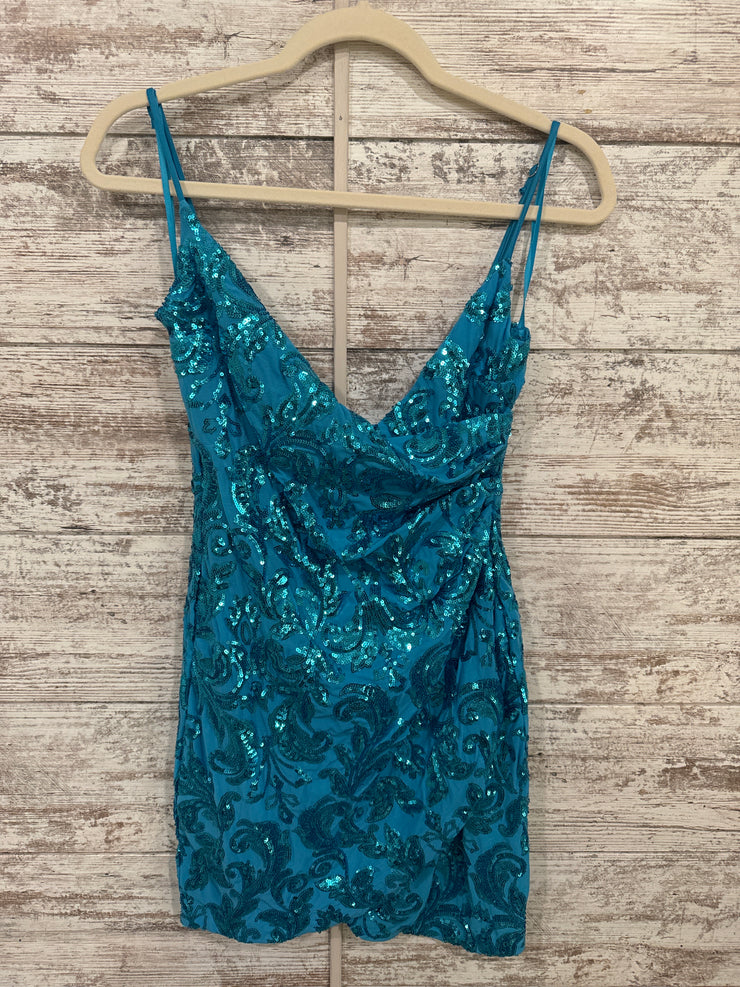 TEAL SPARKLY SHORT DRESS (NEW)
