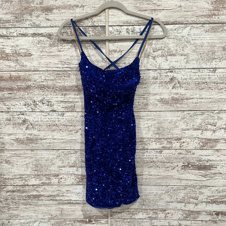 ROYAL BLUE SEQUIN SHORT DRESS