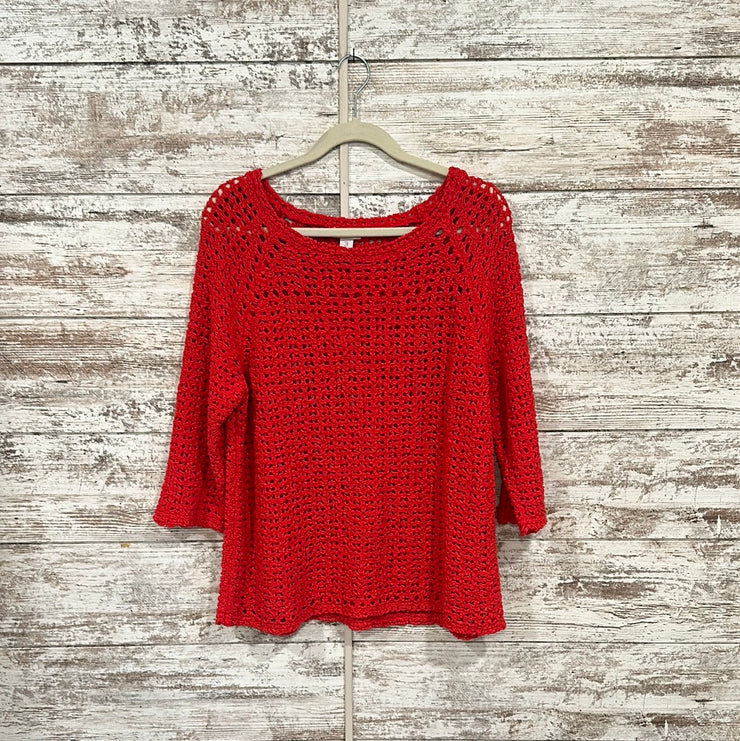 RED CROCHET SWEATER