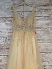 YELLOW/FLORAL A LINE GOWN