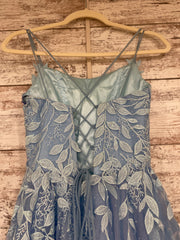 BLUE/FLORAL A LINE GOWN