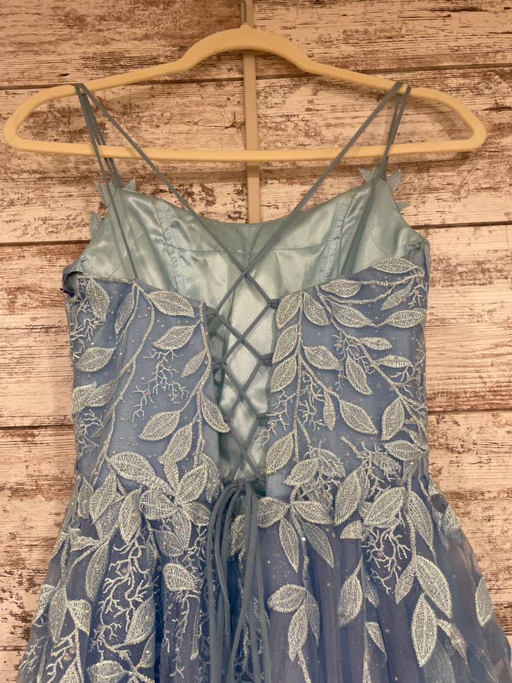 BLUE/FLORAL A LINE GOWN