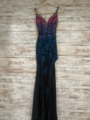 BLACK/PINK/BLUE LONG DRESS-NEW