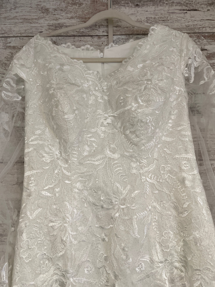 WHITE/FLORAL WEDDING GOWN-NEW
