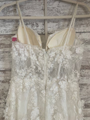 WHITE/FLORAL LONG EVENING GOWN