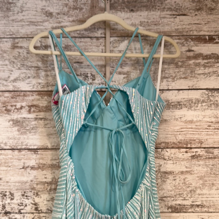 BLUE SPARKLY LONG EVENING GOWN