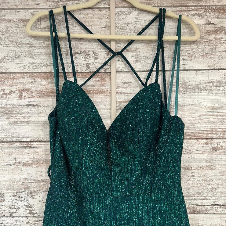 GREEN SPARKLY LONG DRESS-NEW