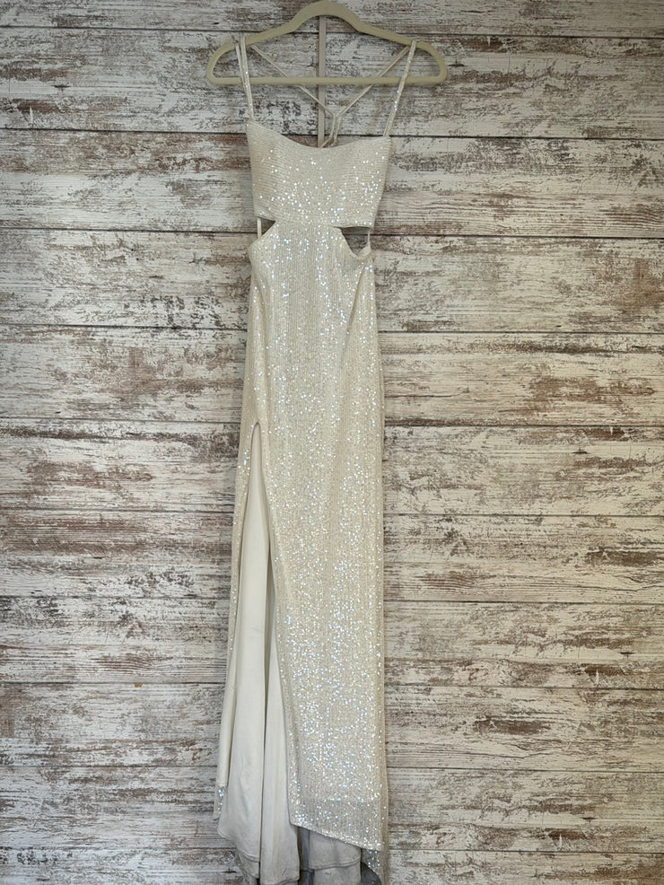 WHITE SPARKLY LONG DRESS