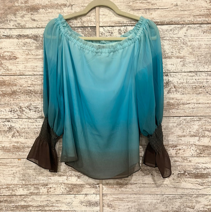 BLUE OMBRE LONG SLEEVE TOP