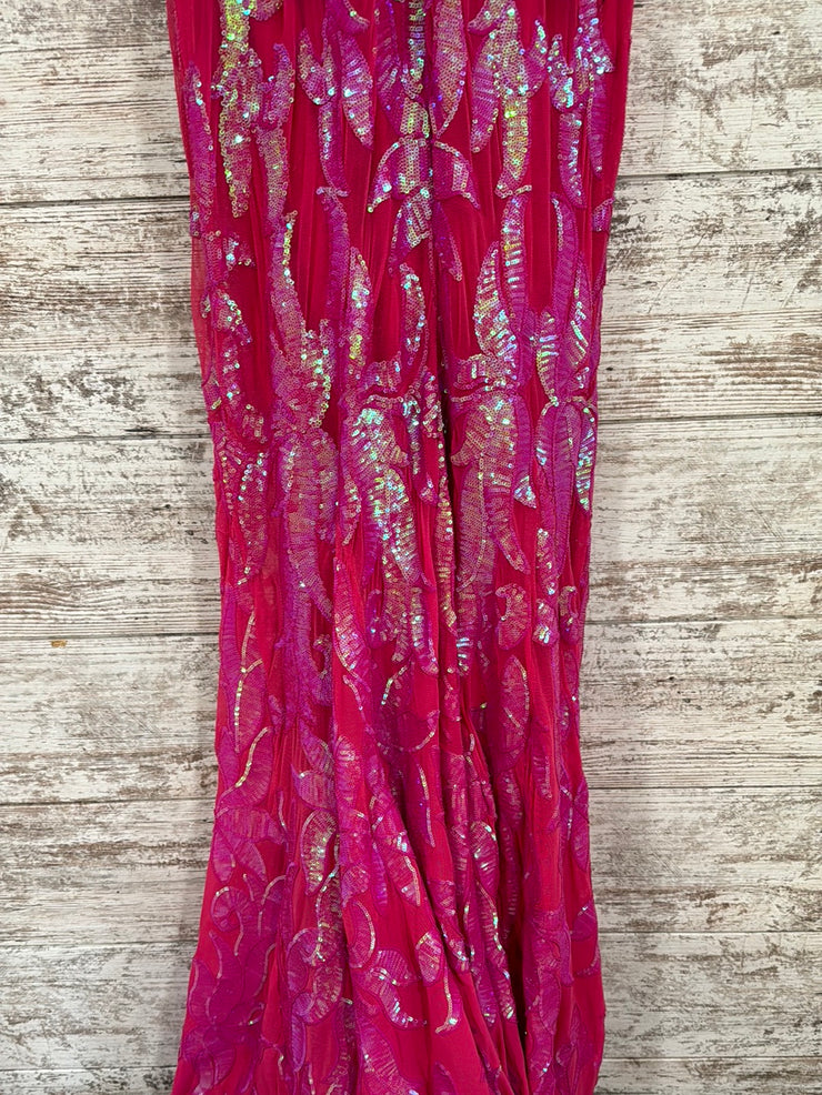 PINK SPARKLY LONG EVENING GOWN