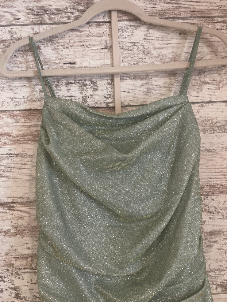 GREEN SPARKLY LONG EVENING GOW