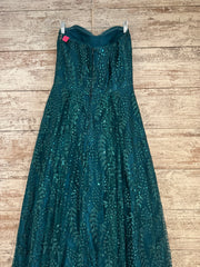 GREEN SPARKLY A LINE GOWN
