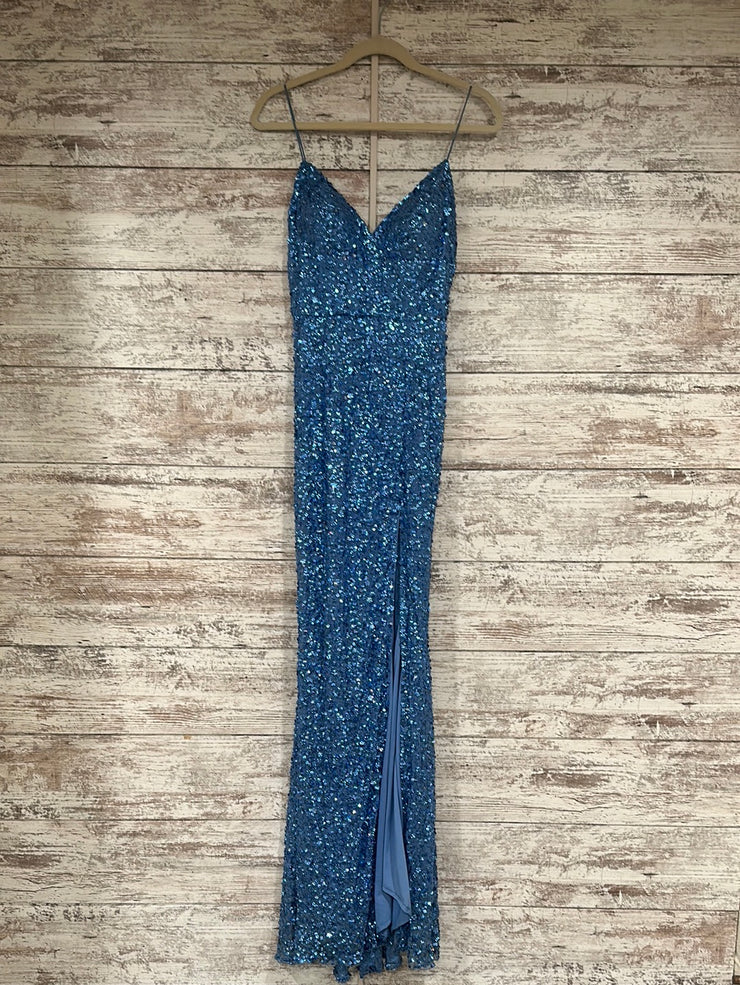 BLUE FULL SEQUIN LONG DRESS