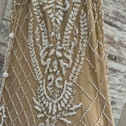 IVORY/NUDE BEADED LONG DRESS