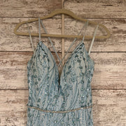 BLUE SPARKLY LONG EVENING GOWN