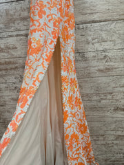 ORANGE/WHITE SEQUIN LONG DRESS