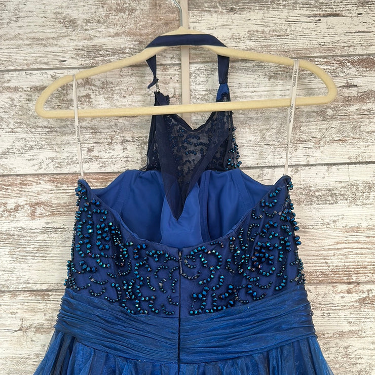 ROYAL BLUE A LINE GOWN