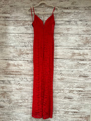 RED LACE LONG EVENING GOWN