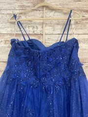 ROYAL BLUE/FLORAL A LINE GOWN