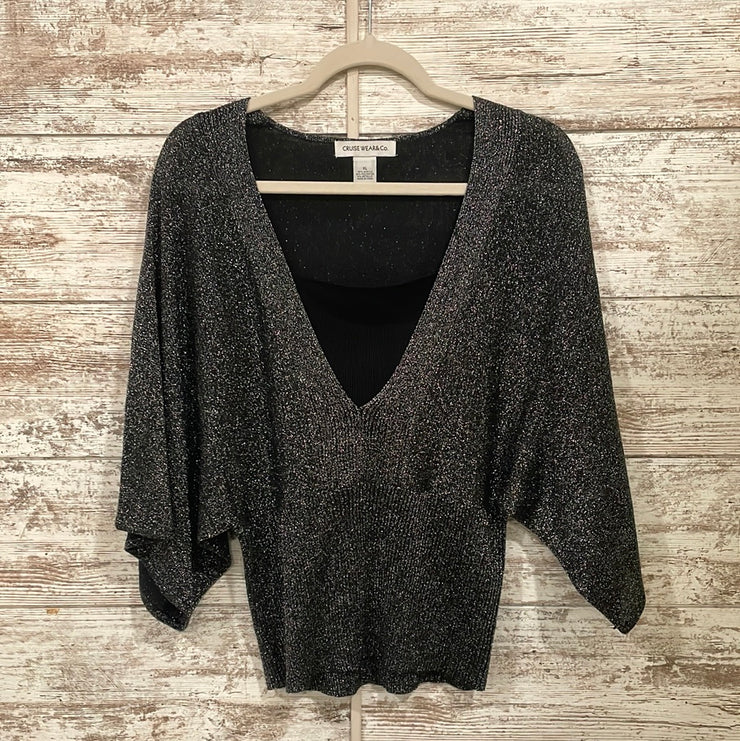 SILVER/BLACK SPARKLY TOP