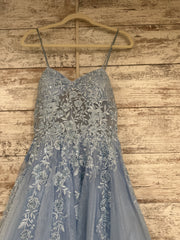 BLUE/FLORAL A LINE GOWN