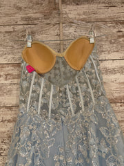BLUE SPARKLY A LINE GOWN