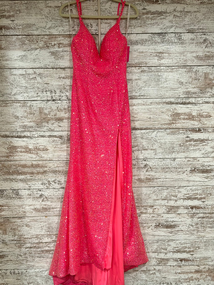PINK SPARKLY LONG EVENING GOWN