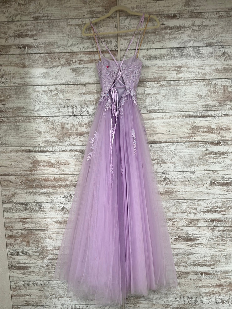 LAVENDER/FLORAL A LINE GOWN