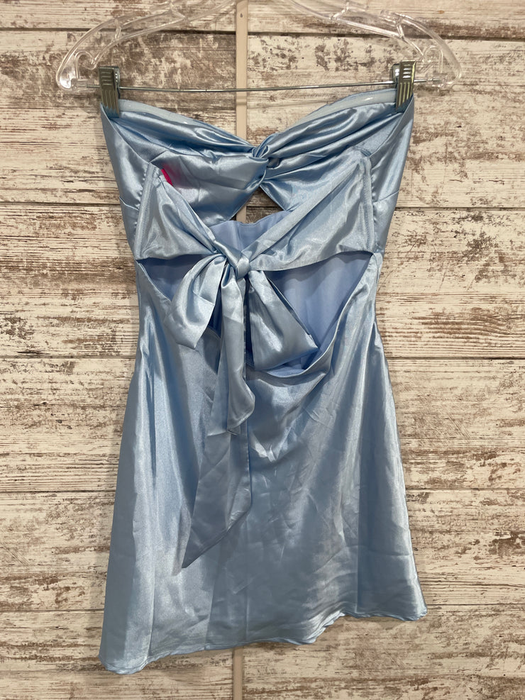 BLUE SATIN SHORT DRESS