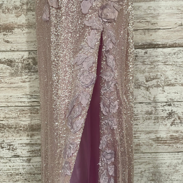 PURPLE/FLORAL LONG EVENING GOW