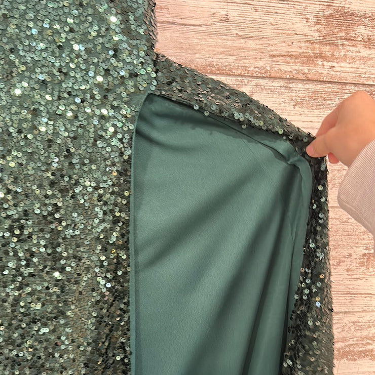 GREEN SEQUIN LONG DRESS
