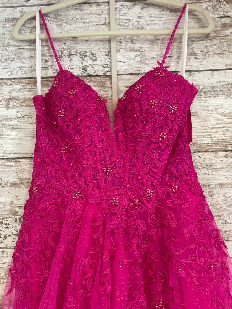 PINK/FLORAL A LINE GOWN