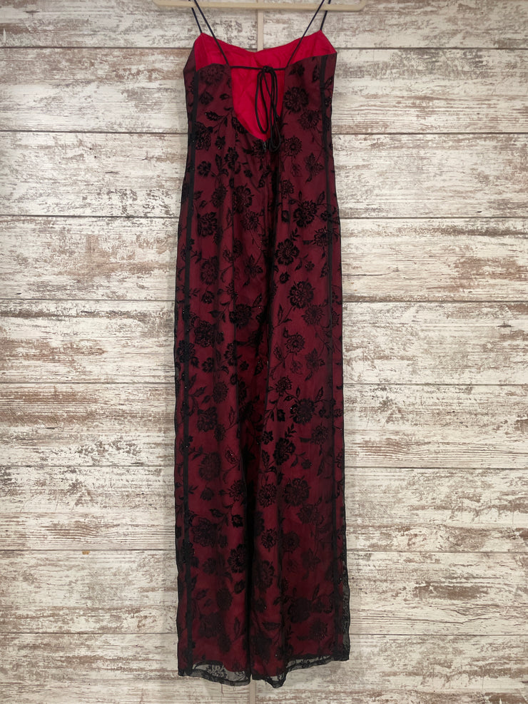 BURGUNDY/BLACK LONG DRESS