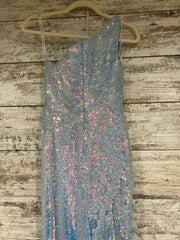 BLUE SEQUIN LONG EVENING GOWN