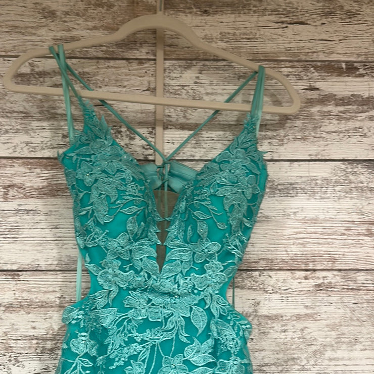 GREEN/FLORAL MERMAID GOWN