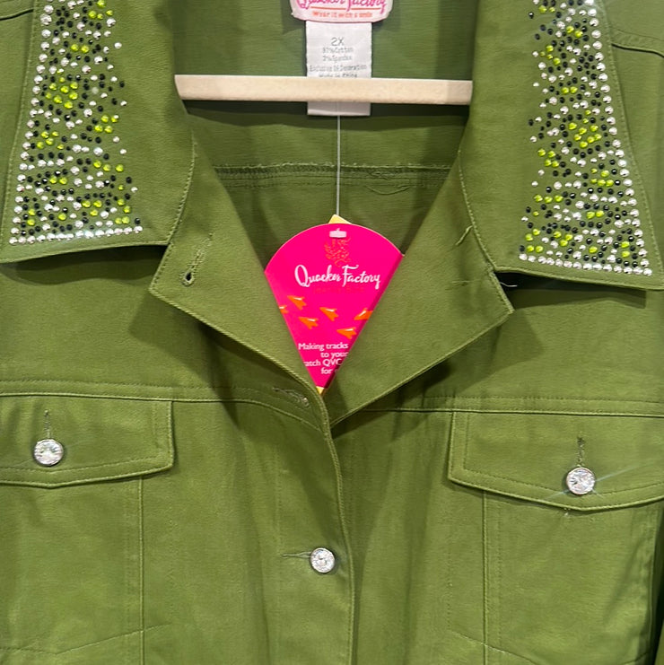 GREEN W/RHINESTONES JACKET-NEW