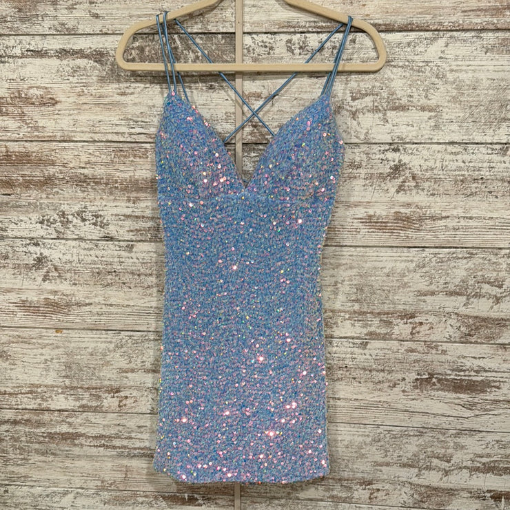 BLUE SPARKLY SHORT DRESS