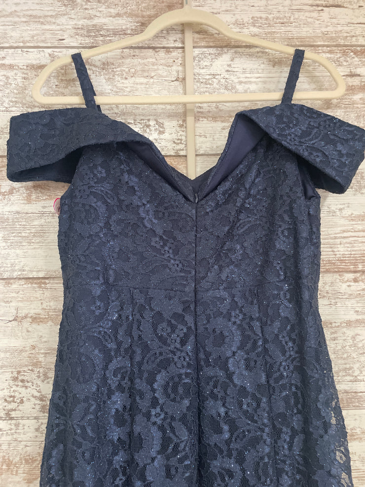 NAVY LACE SPARKLY LONG DRESS